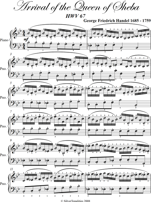 Title details for Arrival of the Queen of Sheba Easy Piano Sheet Music by George Friedrich Handel - Wait list